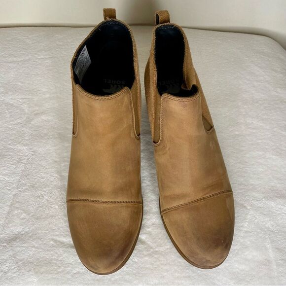 Sorel Boots Evie II Chelsea Ankle Leather Suede Slip On Tan Taffy Size Womens 10 - Picture 3 of 13